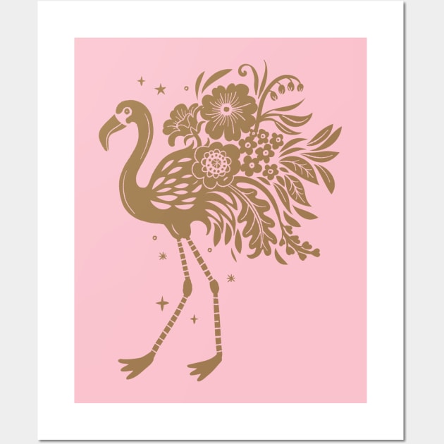 Boho Surrealism Floral Flamingo Wall Art by Rebelform